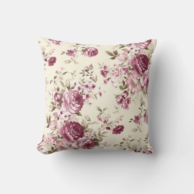 Coussin Elégante aquarelle motif décorative fleurie (Recto)