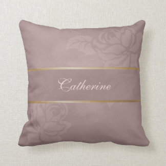 Coussin Elégante aquarelle rose fleurie or