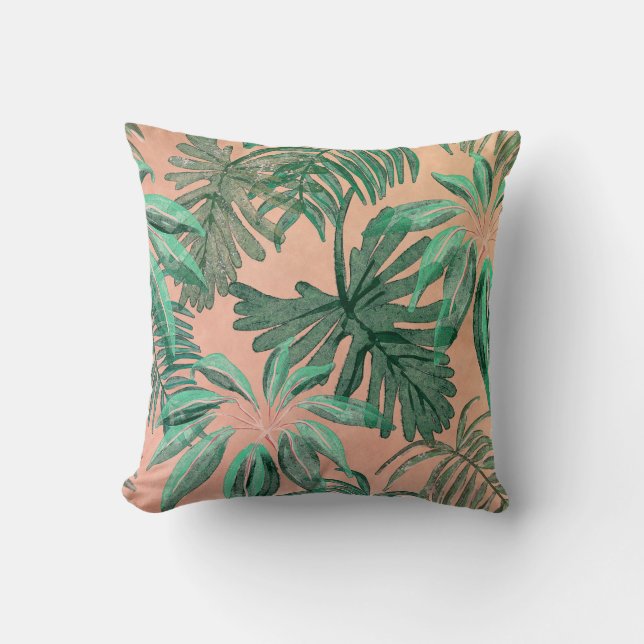 Coussin Elégante aquarelle tropicale Feuille | (Recto)