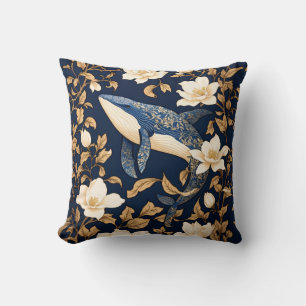 Coussin Elégante Baleine Bleue William Morris Inspiré Flor