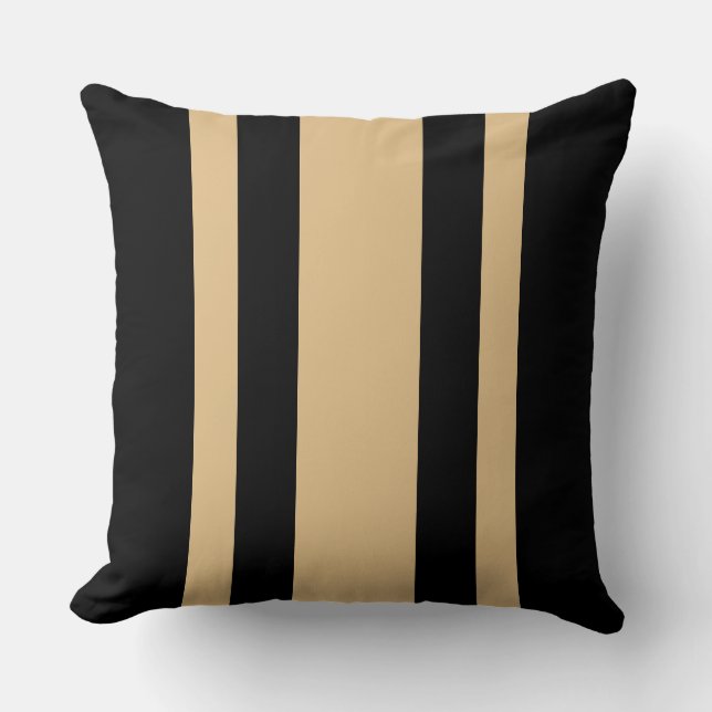 Coussin Élégante Bande Noire Et Beige (Recto)