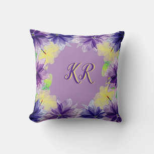 Coussin Élégante Beauté Florale Tropicale Violette Jaune