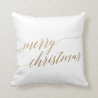 Coussin Élégante calligraphie or Joyeux Noël
