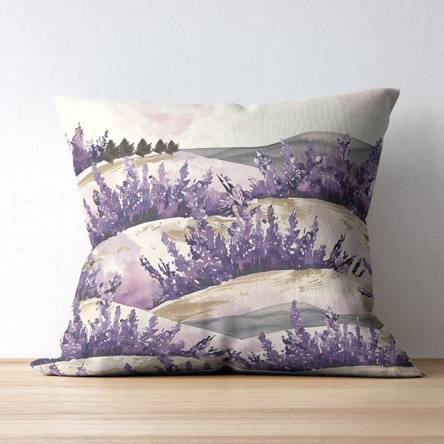 Coussin Élégante campagne française Joli champs de lavande (Créateur téléchargé)