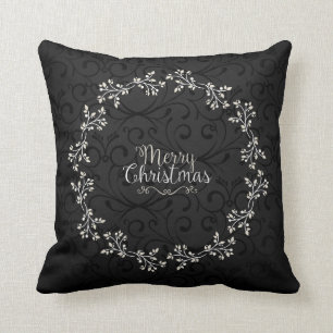 Coussin Élégante couronne de fleurs de Noël Lancer l'o