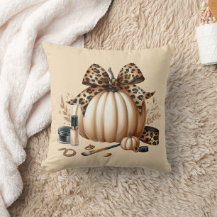 Coussin élégante cravate léopard à grand imprimé citrouill
