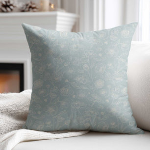 Coussin Élégante Écharpe Fleur Verte Sauge