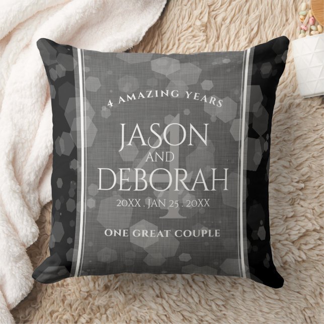 Coussin Élégante fête du 4e anniversaire du Mariage de lin (Couverture)