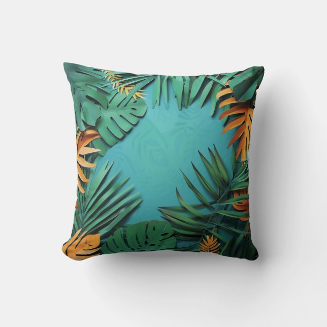 Coussin Élégante feuille de palme tropicale (Recto)