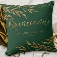 Elégante feuille verte or Quinceanera personnalisé