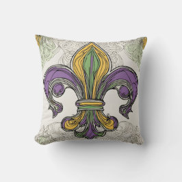 Coussin Elégante Fleur de Lis Mardi Gras