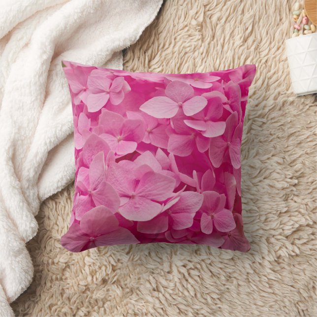 Coussin Élégante, Fleur D'Hydrangée Rose Chic, Pétales Flo (Couverture)