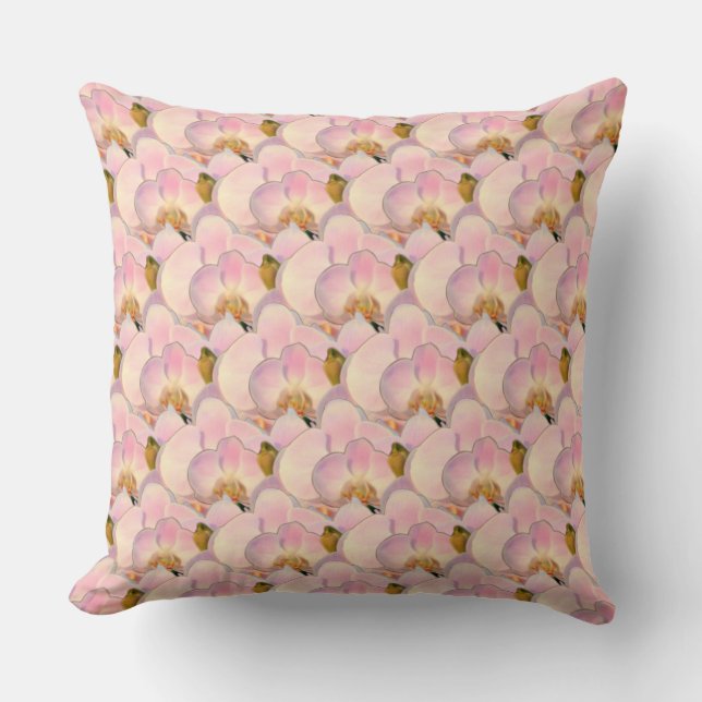 Coussin Élégante Fleurs d'orchidées rose clair (Recto)