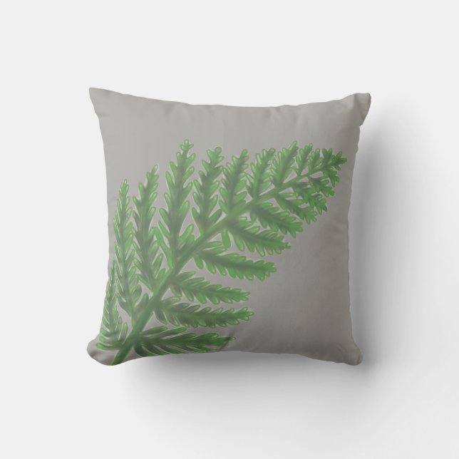 Coussin Élégante fougères vertes feuilles de bois (Recto)