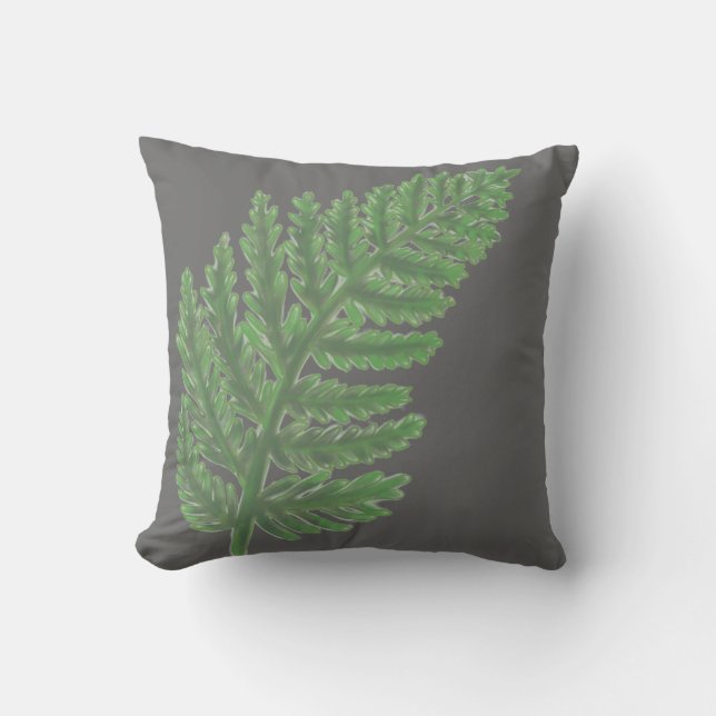 Coussin Élégante fougères vertes feuilles de bois (Recto)