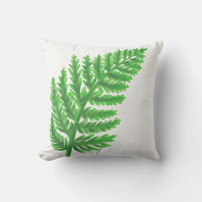 Coussin Élégante fougères vertes feuilles de bois (Recto)