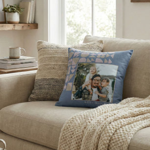 Coussin Elégante géométrique Dusty Blue Photo personnalisé