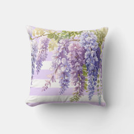 Coussin Élégante glycine florale violet violet bandes blan
