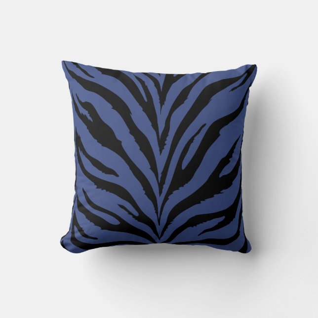 Coussin Élégante impression de tigre bleu et noir (Recto)