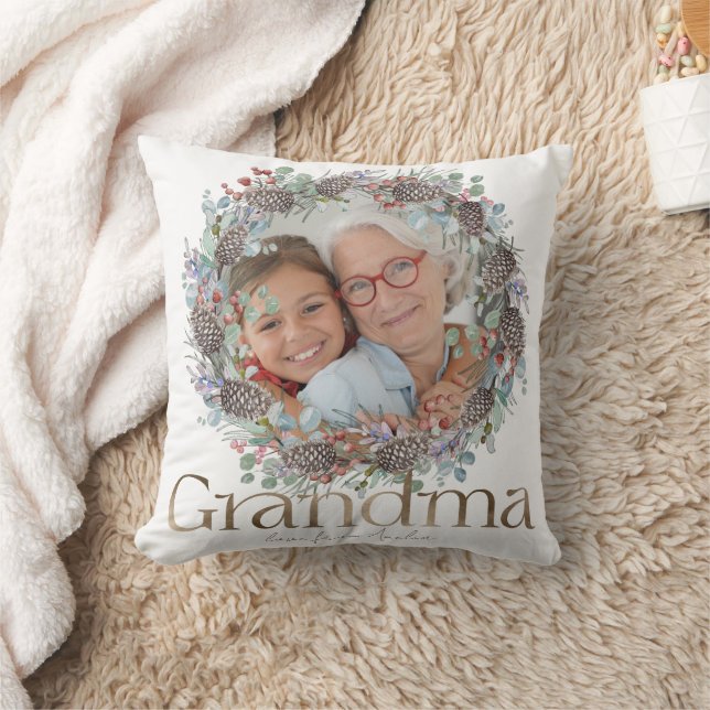 Coussin Élégante Noël botanique en or Grandma Faux (Couverture)