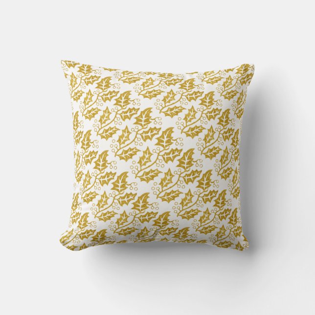 Coussin Elégante parties scintillant d'or saint baies Noël (Recto)