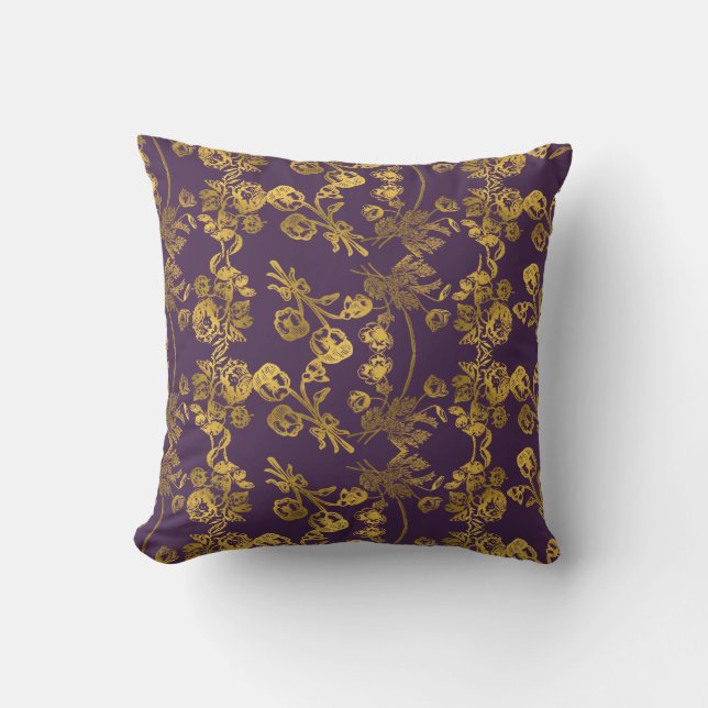 Coussin Elégante Parties scintillant or Floral Garden Moti (Recto)