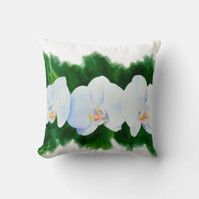 Coussin Elégante peinture d'orchidée aquarelle (Recto)