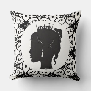 Coussin Élégante Princesse Noire Silhouette Jeu d'oreiller