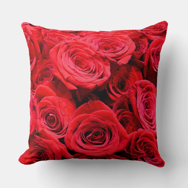 Coussin Élégante rose rouge fleurs rouges rouge floral rou (Recto)
