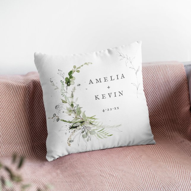 Coussin Elégante Terre verte Noms personnalisés Date (Créateur téléchargé)