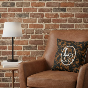 Coussin Élégante typographie Monogram Tortoise Shell