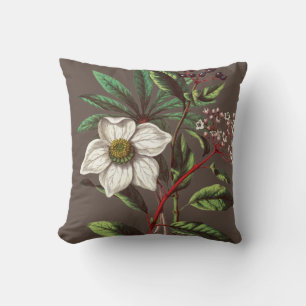 Coussin Elégante Vintage Noël Rose Fleur Brown
