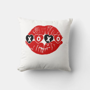 Coussin Élégante XOXO Red Lips Saint Valentin