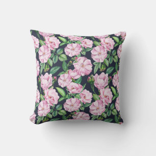 Coussin Élégantes branches Roses Aquarelle