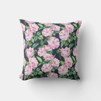 Coussin Élégantes branches Roses Aquarelle