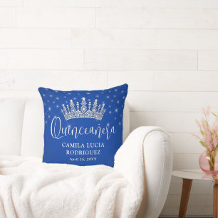 Coussin Élégantes étincelles Quinceañera Bleu Royal Souven