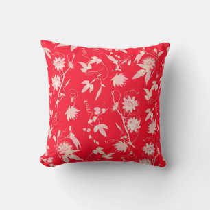 Coussin Élégantes Fleurs Abstraites Élégantes Rouge Clair