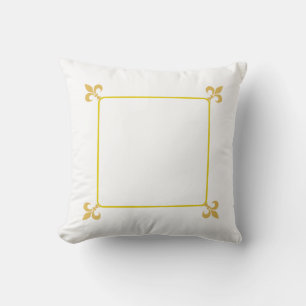 Coussin Élégantes fleurs de lis dorées sur fond blanc