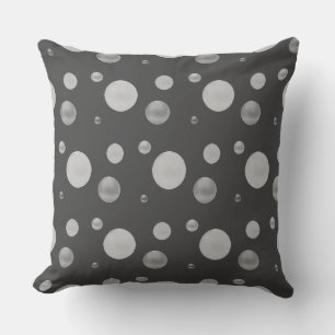 Coussin Élégants pois gris argent