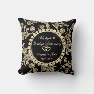 Coussin Elegants Tourbillons Dorés,Coeur 50e Anniversaire 
