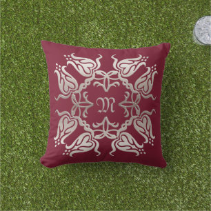 Coussin élément doré damassé floral.monogramme.