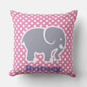 Coussin Élément gris mignon sur monogramme à motif à pois