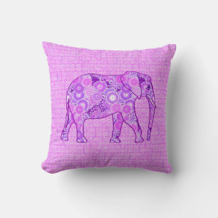 Coussin Éléphale tourbillon fractal - violet et orchidée