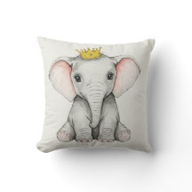 Coussin éléphant avec couronne