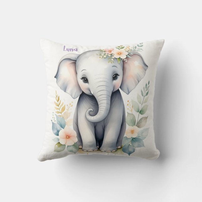 Coussin Eléphant bébé en floraison (Verso)