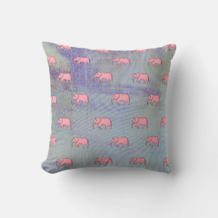 Coussin Eléphant bébé moderne pour enfants rose bleu
