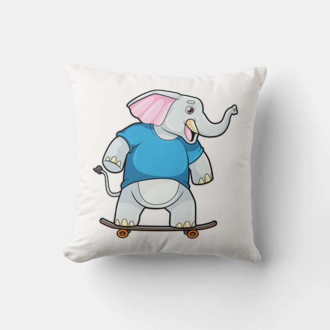 Coussin Elephant comme patineur avec skateboard (Recto)