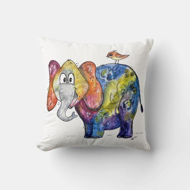 Coussin Eléphant couleur blanc mignon (Recto)