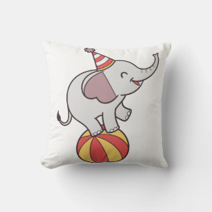 Coussin Eléphant de cirque mignon sur la balle - Anniversa