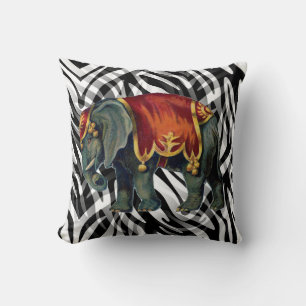 Coussin Eléphant de cirque vintage